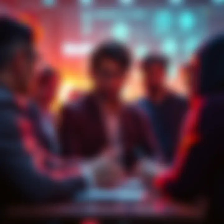 Group of people discussing the need for biometric identification like Face ID for social media to prevent AI spam