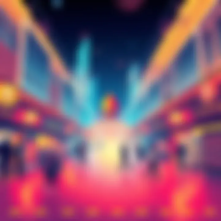A vibrant illustration showing a virtual marketplace with Monero logos, symbolizing secure and unrestricted trading.