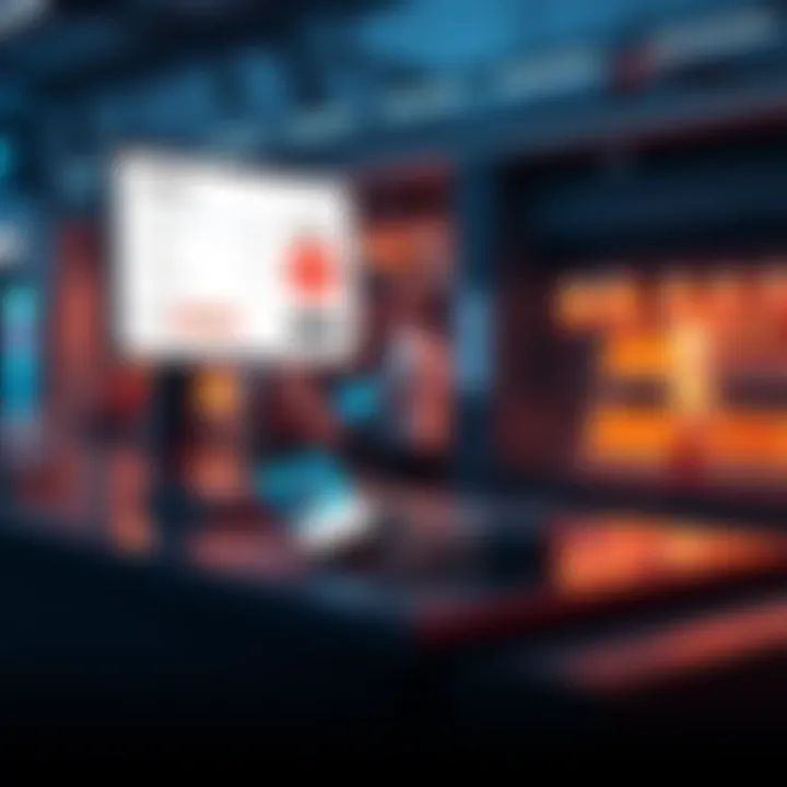 A visual representation of a decentralized point-of-sale system for Solana, featuring a checkout counter with a digital payment screen and a cryptocurrency wallet app on a smartphone.