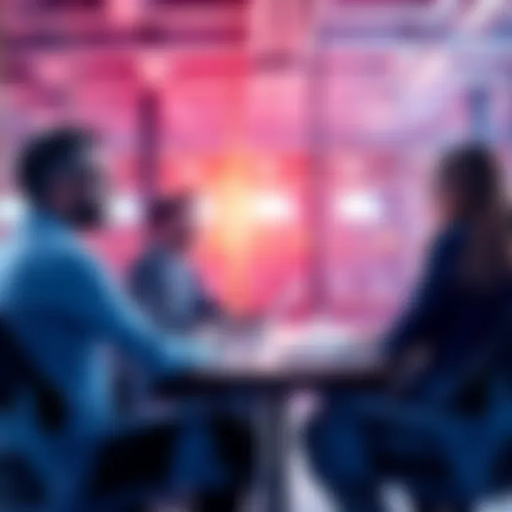 A consultant discussing decentralized storage options with clients, highlighting challenges and solutions in a meeting setting.