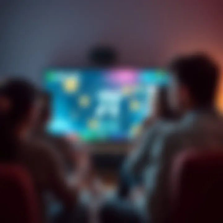 Declining Interest in a TV Show A group of people watching TV with disinterested expressions while a show plays in the background