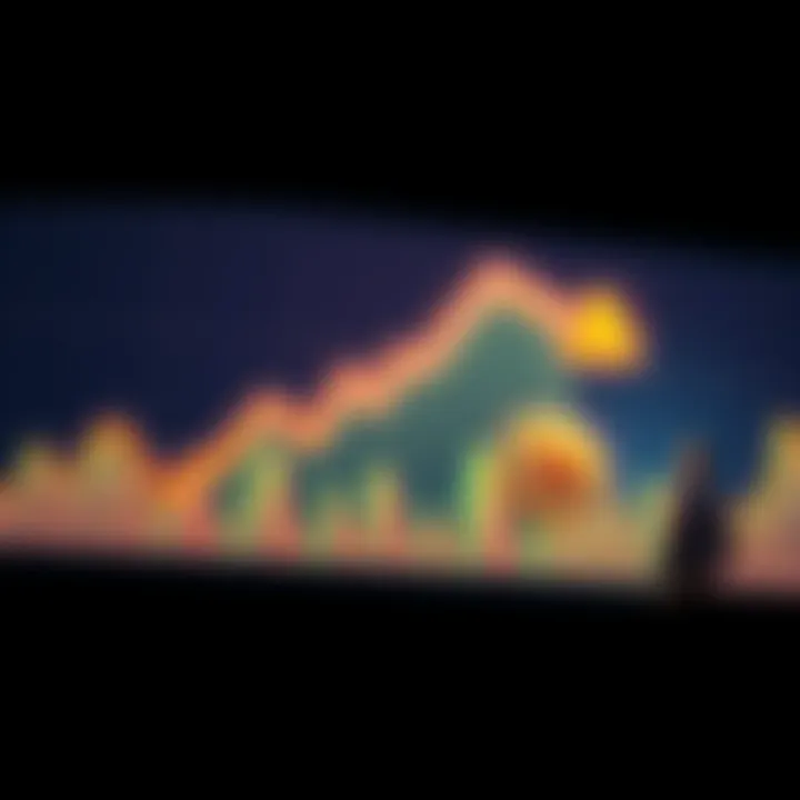 A downward trending graph representing Bitcoin's ROI, with a Bitcoin symbol and a worried investor looking at the chart.