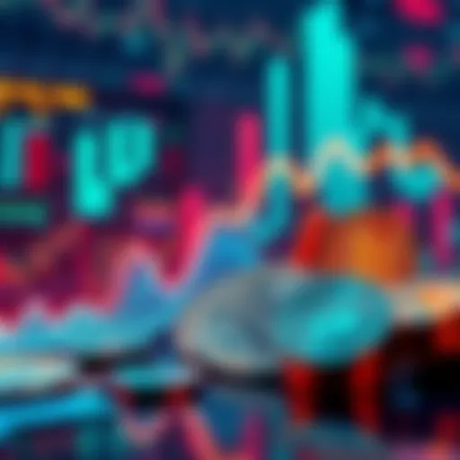 A graph showing a downward trend in cryptocurrency value alongside images of Bitcoin and altcoins, symbolizing market decline.