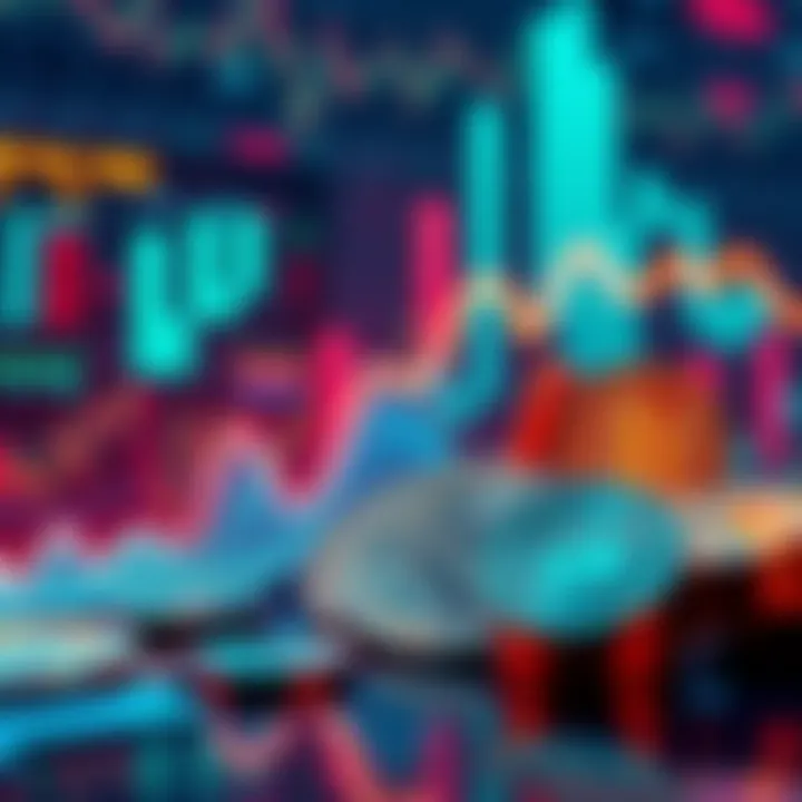 A graph showing a downward trend in cryptocurrency value alongside images of Bitcoin and altcoins, symbolizing market decline.