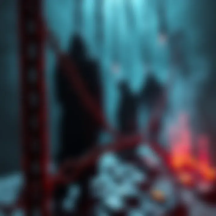 A visual representation of a downward trend in fraudulent markets with broken chains and shadowy figures symbolizing deception.