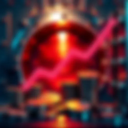 A graphic showing a downward trend in GBP interest rates for metal savings vaults, with coins and a vault in the background.