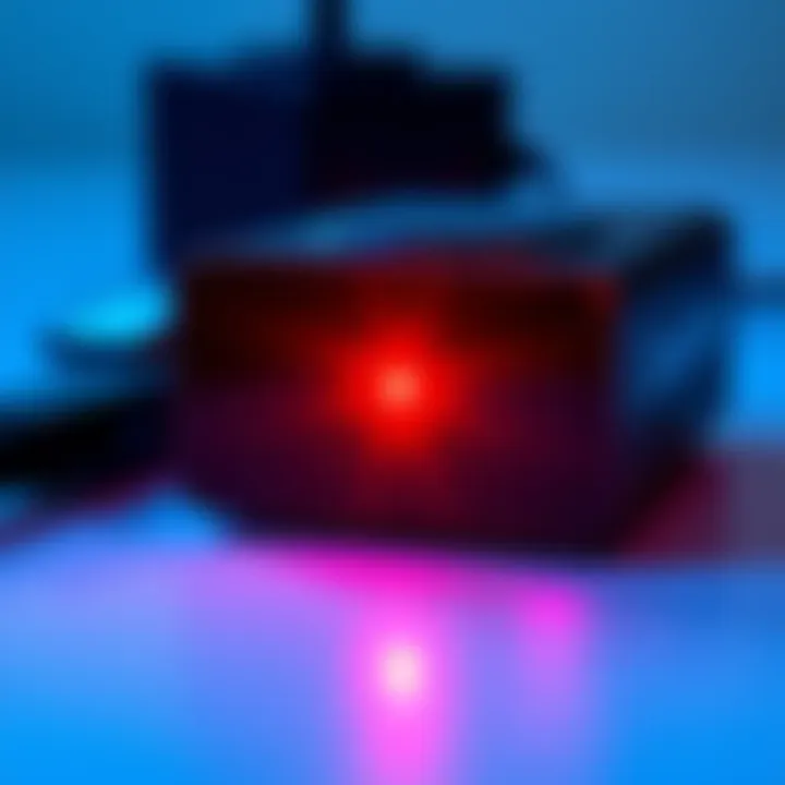 Deeper Connect Mini device showing a solid red LED light indicating an error