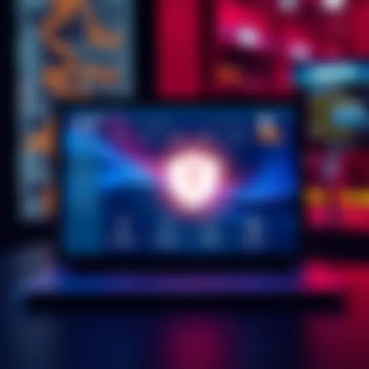 A laptop screen showing Deeper's DPN service interface with privacy features highlighted