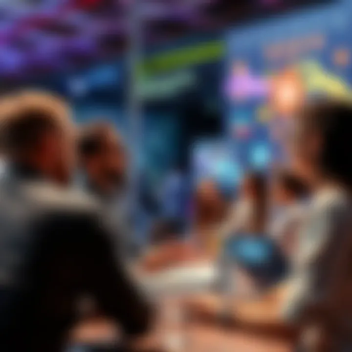 People engaging in a lively discussion about DeFi and Ethereum in a virtual forum setting.