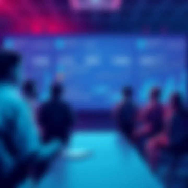 A group of people discussing challenges in decentralized finance, with charts showing risks and user experience issues in the background.