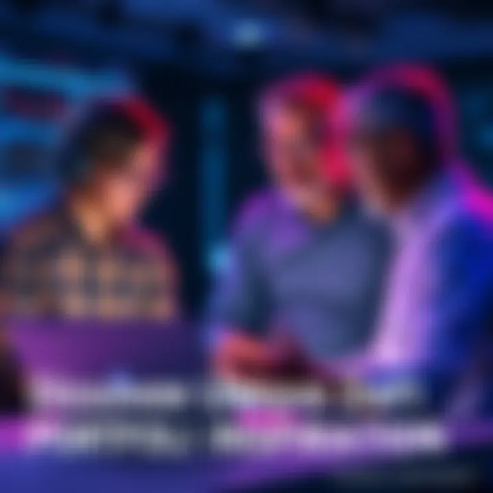 A group of people discussing unique DeFi addresses while analyzing charts on a laptop.