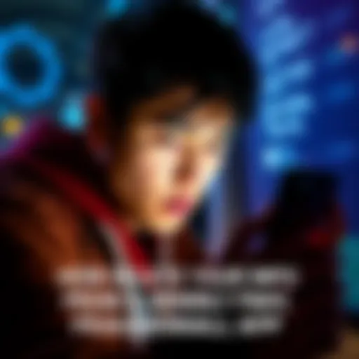 A person is looking at their phone while trying to delete personal information from a mining app, showing concern for online safety and privacy.