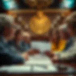 A group of Democrats in a meeting, focused on a document related to the crypto bill, highlighting their strategic discussions on ethics and law enforcement.