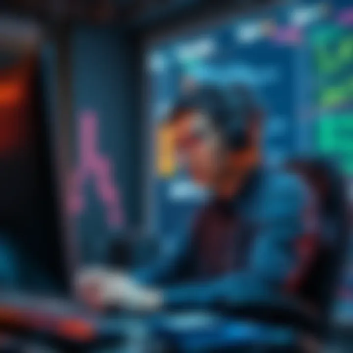 A developer working on a computer, focused on integrating a content management system with a frontend project