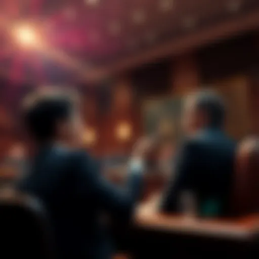 Lawyers discussing the Tornado Cash and Samourai Wallet cases in a courtroom setting
