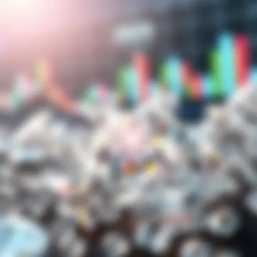 A close-up of sparkling diamonds with financial charts in the background illustrating investment strategies.