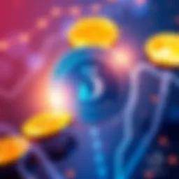 A visual representation of DigiDollar as a decentralized stablecoin launching on the DigiByte blockchain, featuring digital currency symbols and the DigiByte logo.