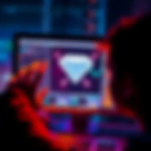 A person looking confused at a computer screen displaying a diamond icon with question marks around it, representing the uncertainty of the new digital diamond feature.