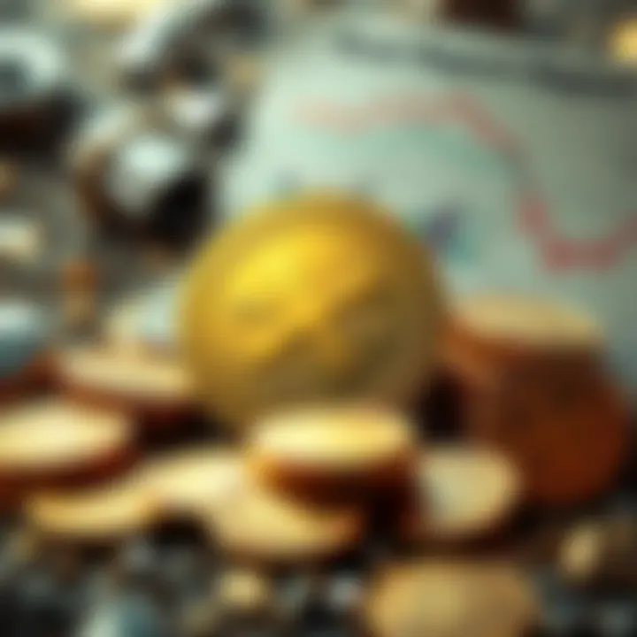 Illustration of digital gold coins representing 240,000 ounces linked to the XRP Ledger with a Geological Report background