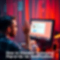 A person sitting at a computer, looking relieved while turning off pop-up notifications on a web browser.