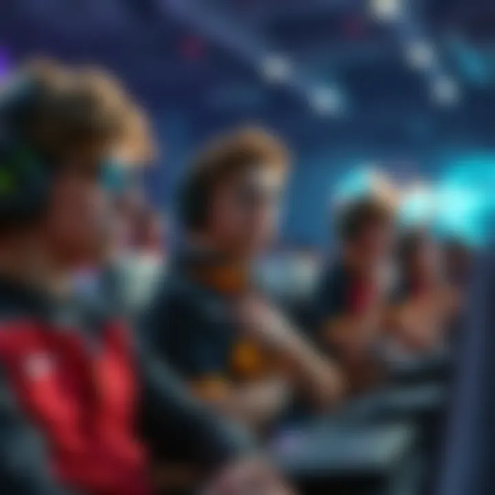 A group of frustrated gamers sitting in a tournament setting, showing disappointment over gameplay and ranking issues