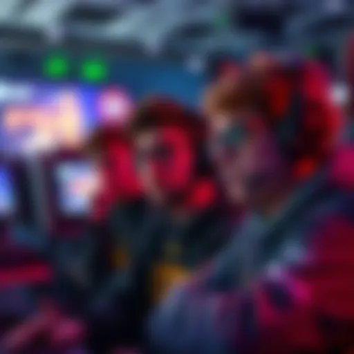 A group of players looking disappointed while discussing a recent gaming event, with screens showing minor updates in the background.