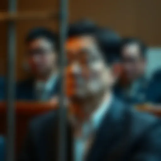 Do Kwon in court, looking concerned as he receives his 15-year prison sentence for crypto fraud.