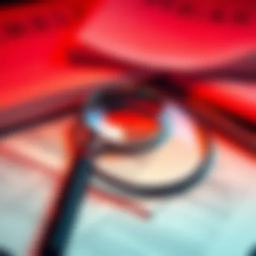 A close-up of important documents spread out with a magnifying glass on top, symbolizing scrutiny of leaked information.