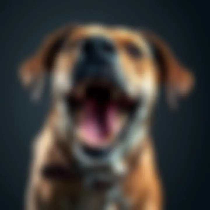 A dog displaying a defensive posture with its teeth showing