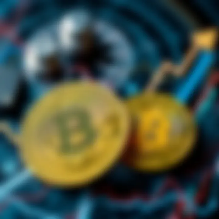 A graphic showing the rising trend of Bitcoin alongside the Doge Coin symbol, representing the relationship between the two cryptocurrencies.