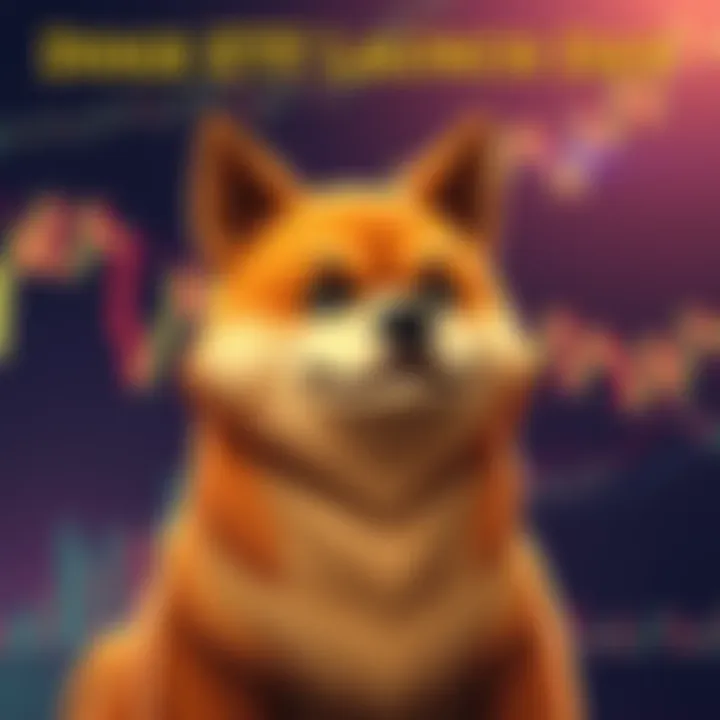 A graphic showing the Doge mascot with financial charts in the background, symbolizing the launch of the Doge ETF with low trading volume.