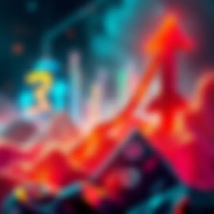 A visual representation of the increasing DOGE supply with upward arrows and a vibrant cryptocurrency theme