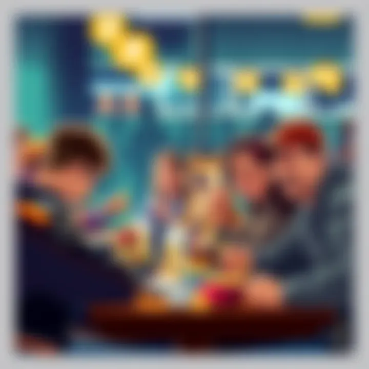 A group of Dogecoin fans enjoying lunch together, sharing laughs and meals, creating a sense of friendship and community.