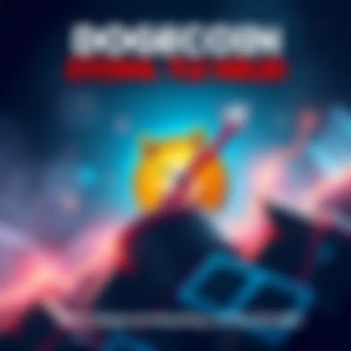 A digital illustration of a Dogecoin logo with a rising graph indicating a price increase towards one dollar