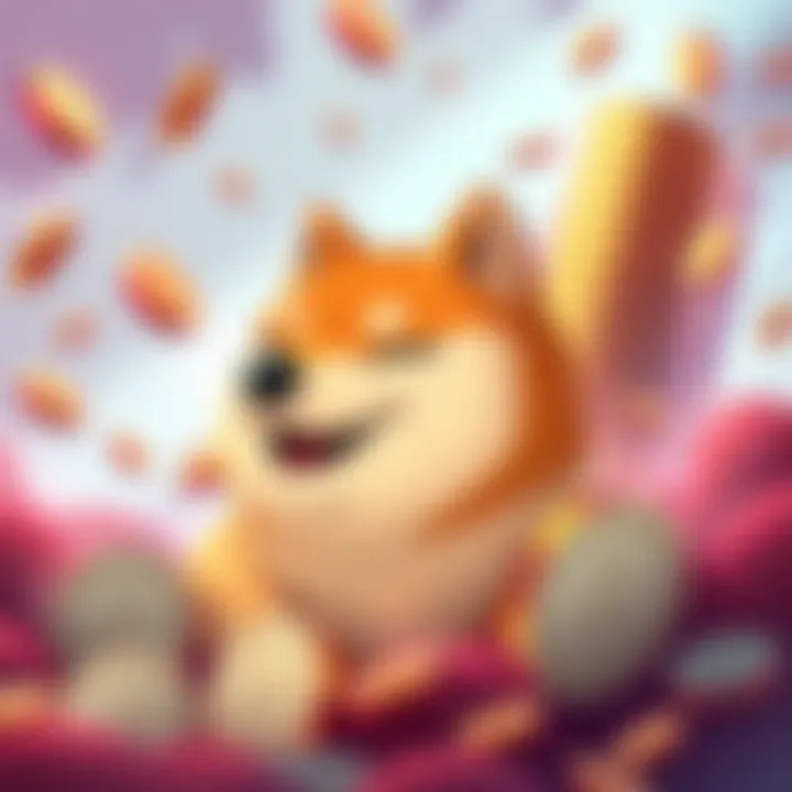 A cartoon Shiba Inu dog representing Doge surrounded by coins, symbolizing its dominance in the altcoin market in 2026.