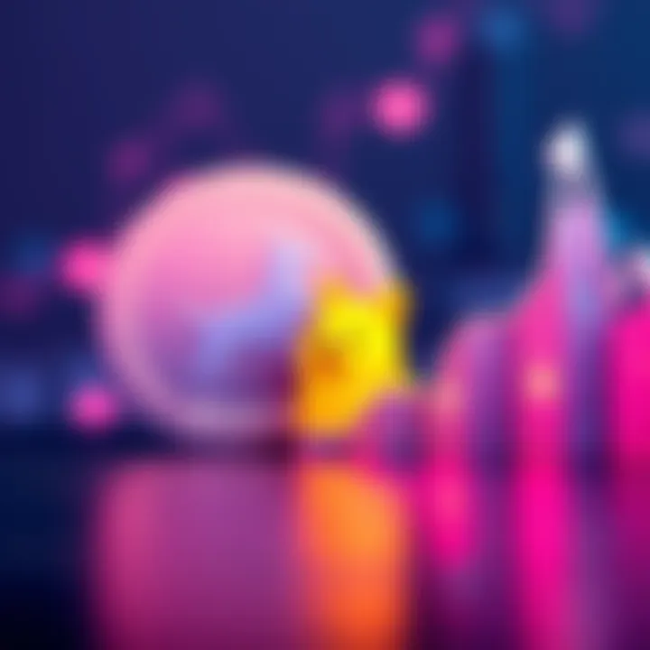 A Doge coin symbol next to a rising growth chart, representing positive performance and future predictions.