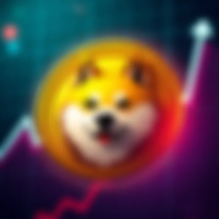 Dogecoin logo with rising graph The Dogecoin logo prominently displayed with a rising graph in the background, symbolizing anticipated growth over the next five weeks.