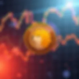 A graphic showing the Dogecoin symbol with a fluctuating graph in the background, representing its price changes and market outlook.