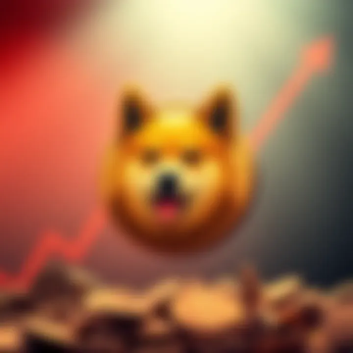 A Doge coin symbol with an upward trending graph in the background, representing a potential price increase to 60 cents.