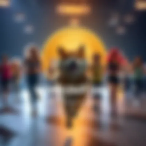 Group of people exercising together, celebrating Dogecoin spirit with fitness activities