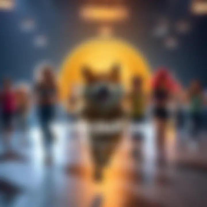 Group of people exercising together, celebrating Dogecoin spirit with fitness activities