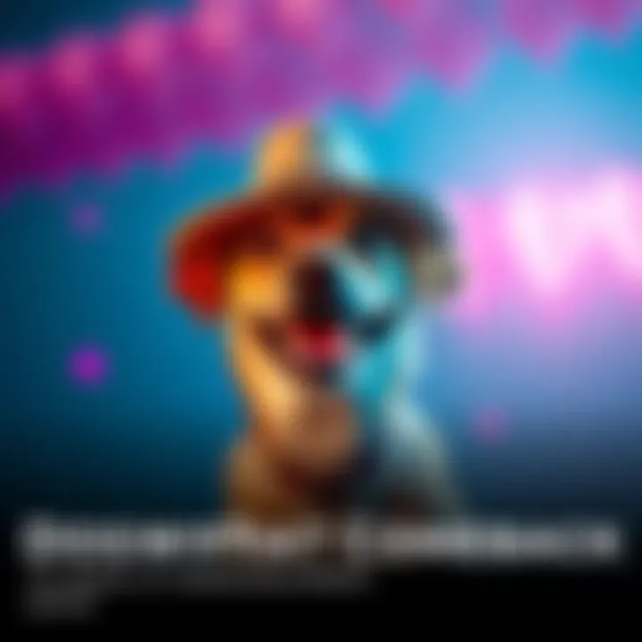 A cheerful dog wearing a hat in a vibrant setting, symbolizing the return of Dogwifhat with excitement and updates.