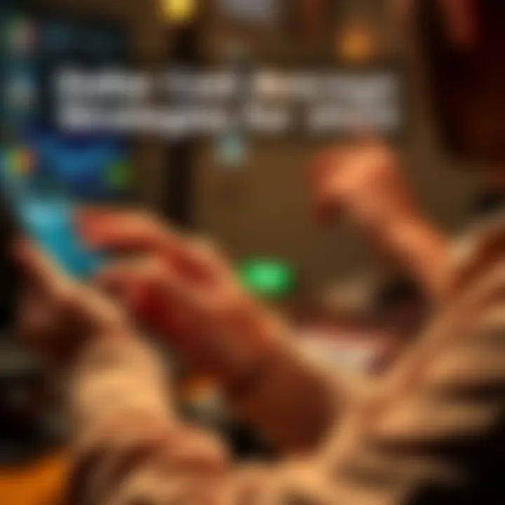 A person analyzing investments on a smartphone with Cash App interface visible