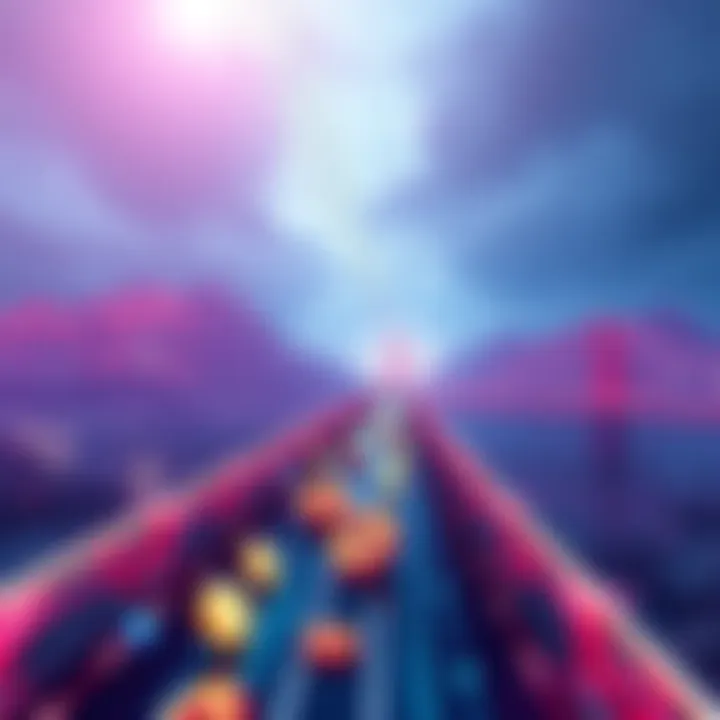 Illustration showing a digital bridge connecting different blockchain networks with DONUT tokens flowing across it