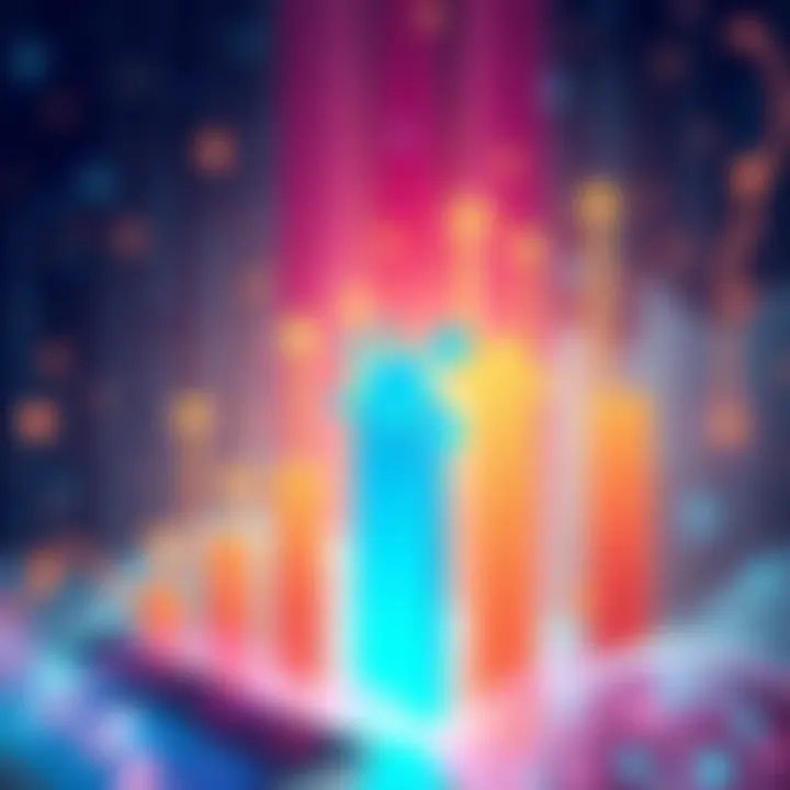 Illustration of Dot symbolizing growth in smart contracts with arrows pointing up and digital elements around.