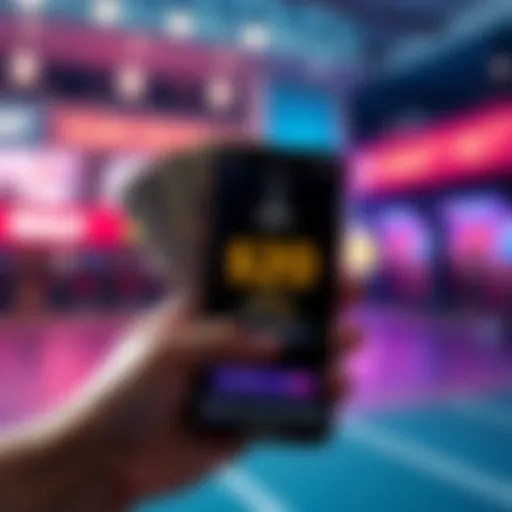 Graphic showing a hand holding cash and a smartphone with Rebet app open, highlighting the $20 sign-up bonus offer