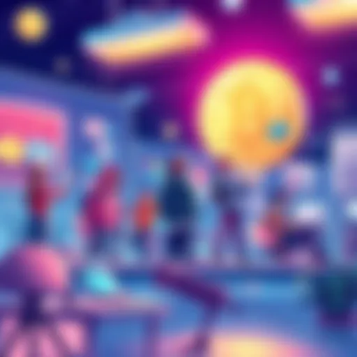 Illustration of people researching different platforms for staking POL to earn passive income.