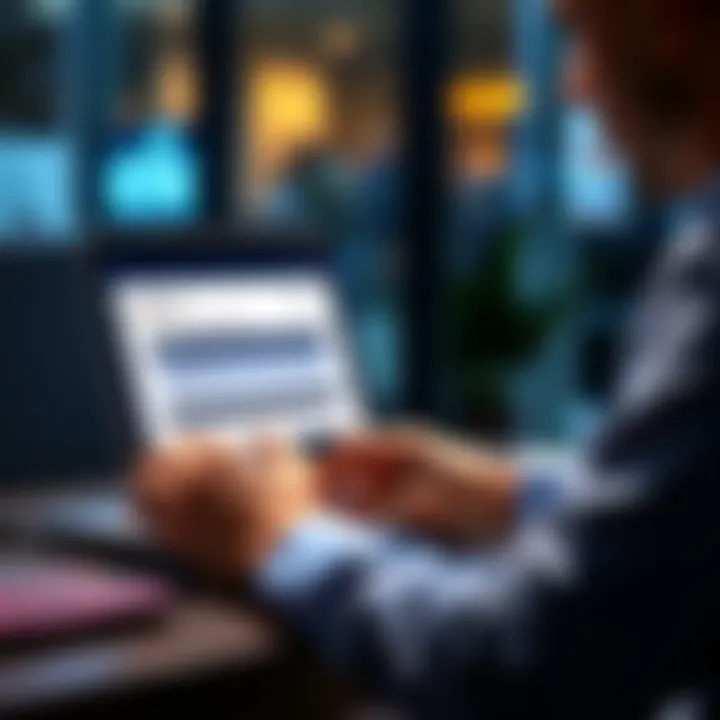A person reading emails on a laptop with focus on onboarding details.