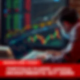 A worried investor looking at a laptop displaying a declining stock chart, showing losses.