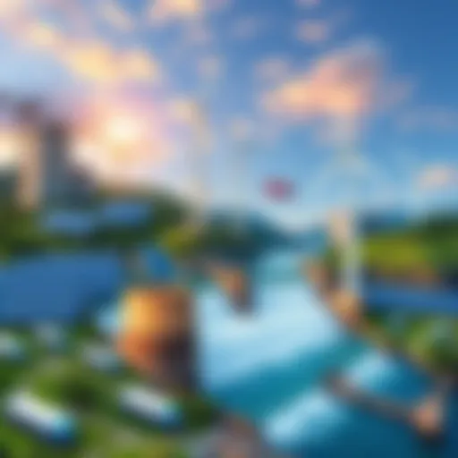 A collage of renewable energy sources including solar panels, wind turbines, and hydroelectric dams, symbolizing sustainable energy practices.